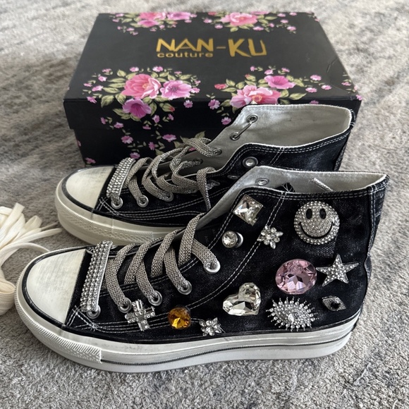 Free People Nan-Ku Couture High Top Sneakers Happy Monk - Picture 1 of 13